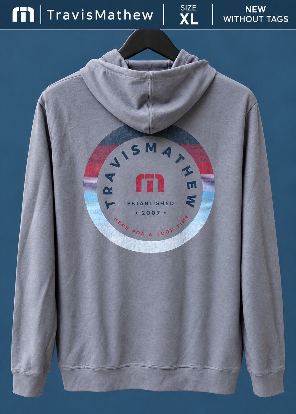 TravisMathew XL Gray Graphic Hoodie Pullover NWOT